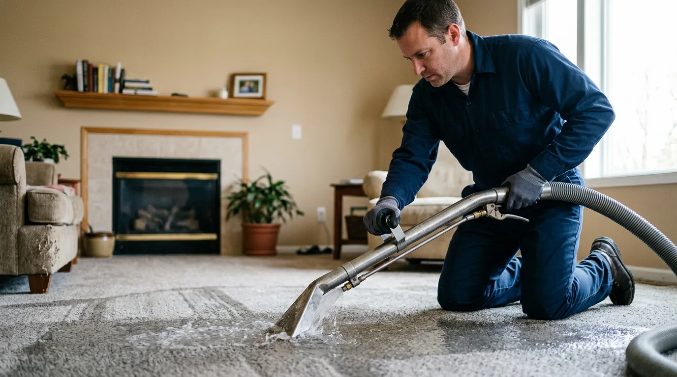 Water damage restoration technician working near Limerick, ME